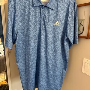 Adidas Men's Blue Floral Polo Shirt